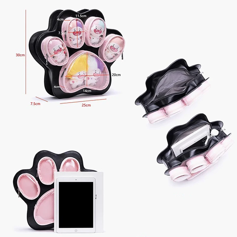 Ladies' Fashion Multi Layer Large Capacity Backpack Sweet and Cute Cat Claw Bag Y2K Cat Claw Pain Bag Versatile Alien Backpack