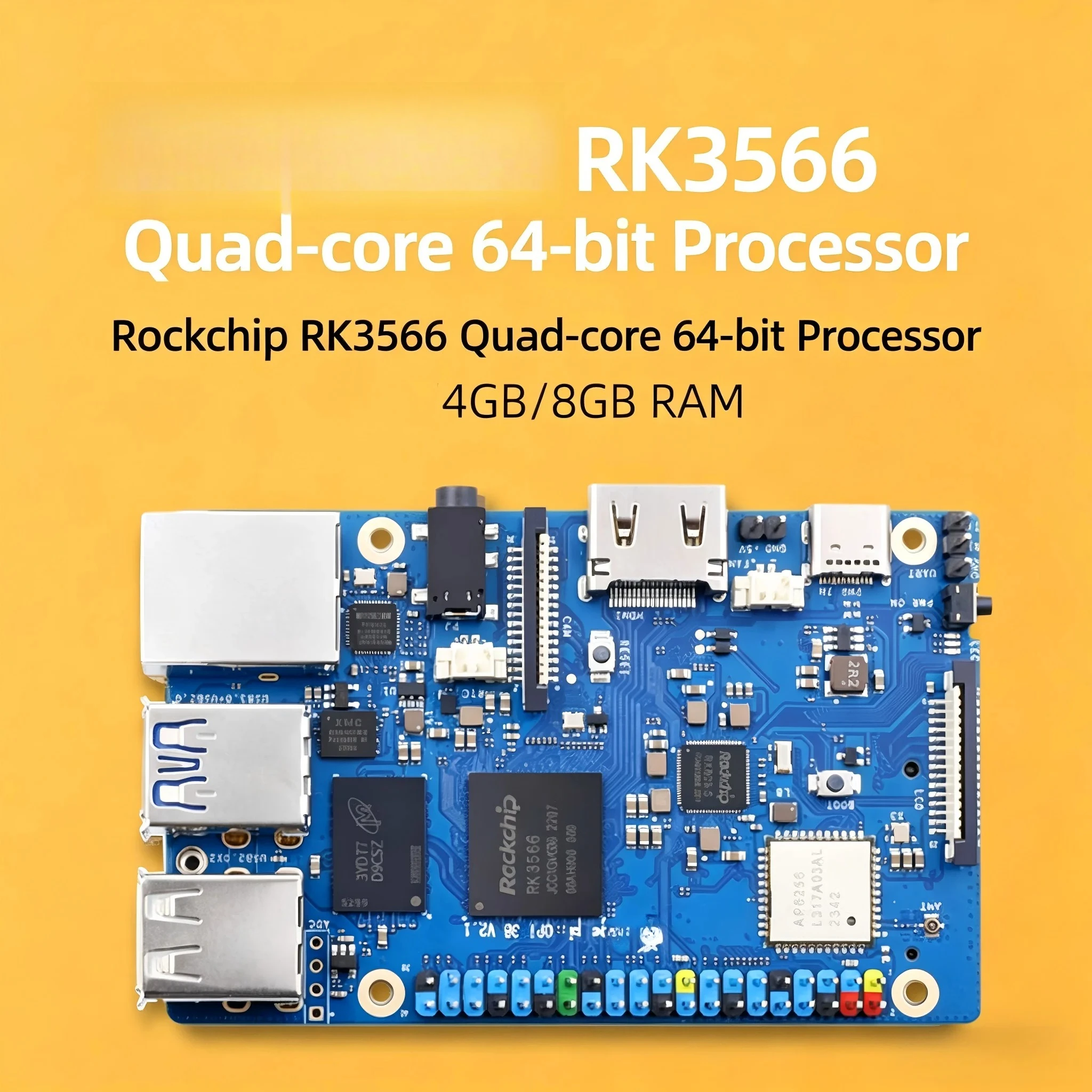 Pi 3B 4GB/8GB RAM Development Board RK3566 1.8GHz Chip WIFI BT Single Board Computer Support eMMC Module