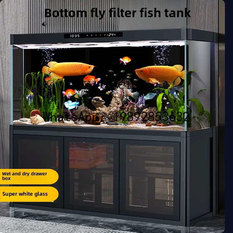 bottom filter fish tank, living room bottom cabinet, ultra-white glass with base, new water-free self-circulation aquarium