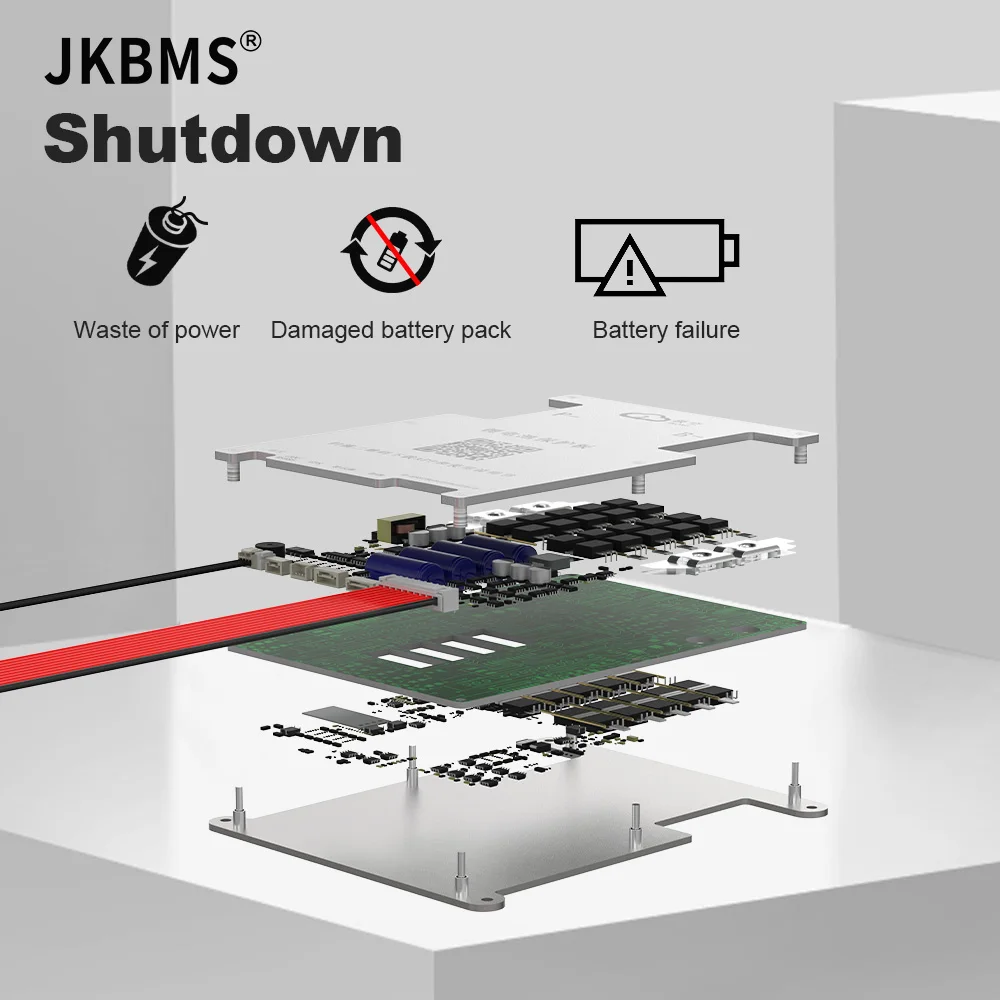 JKBMS 스마트 BMS 배터리, B2A8S20P, 4S, 5S, 6S, 7S, 8S, 12V, 24V, 2A Actice Blance RS485 HEAT CAN, LifePO4 LTO, 리튬 이온 배터리, BMS