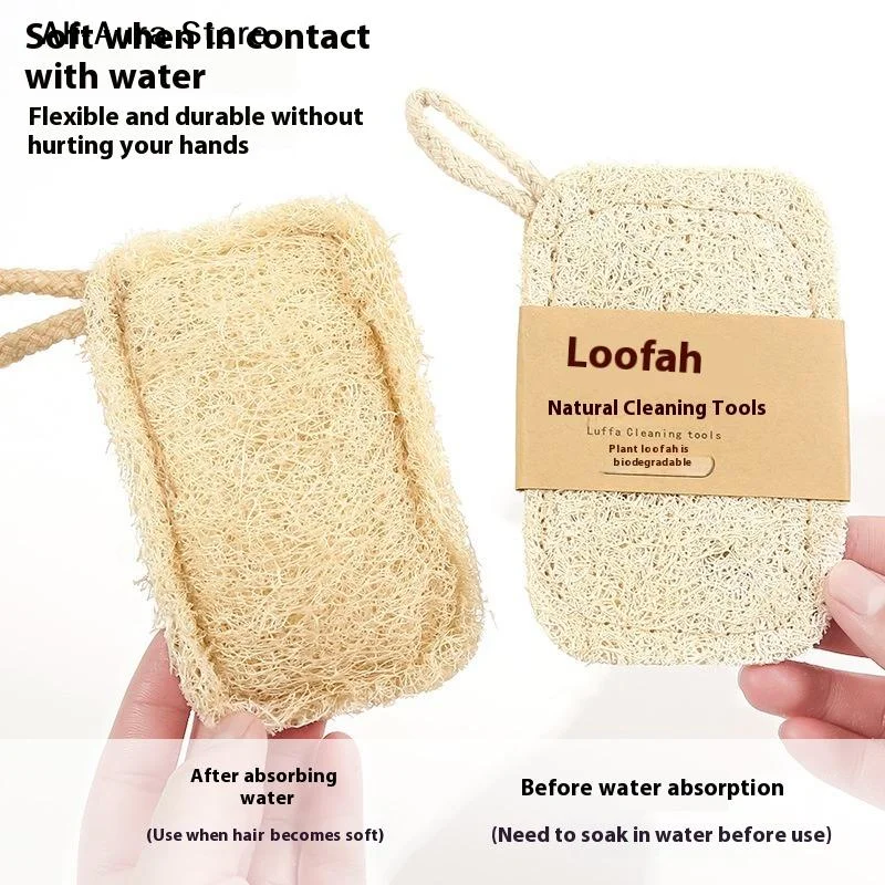 6Pcs Natural Luffa Dish Towel Washing Cloth Sponge Loofah Scrub Pad Dish Pot Oil Stain Removing Scrubber Kitchen Clean Brushes