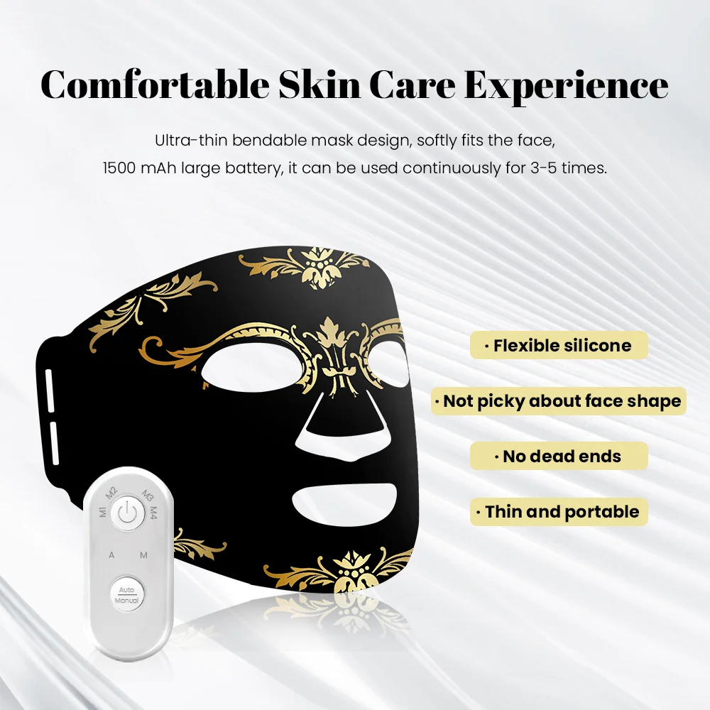 LED 4 Colors Photon Rejuvenation Beauty Flexible Silicone Mask Exquisite Packaged Anti-Aging Wrinkle Spa Facial LED Beauty Mask