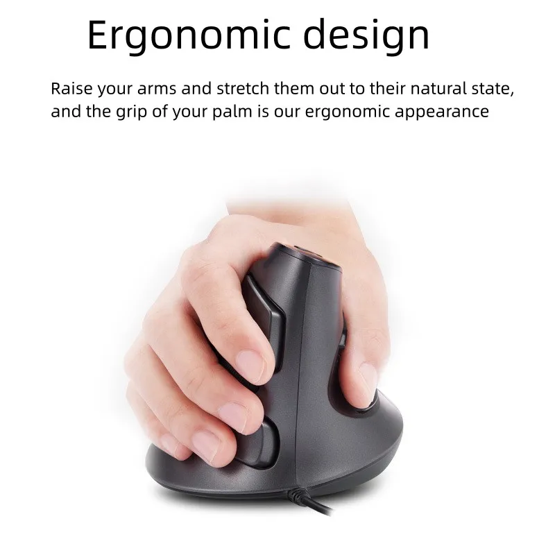 

Ergonomic Grip Non Slip Vertical Wired Optical Mouse