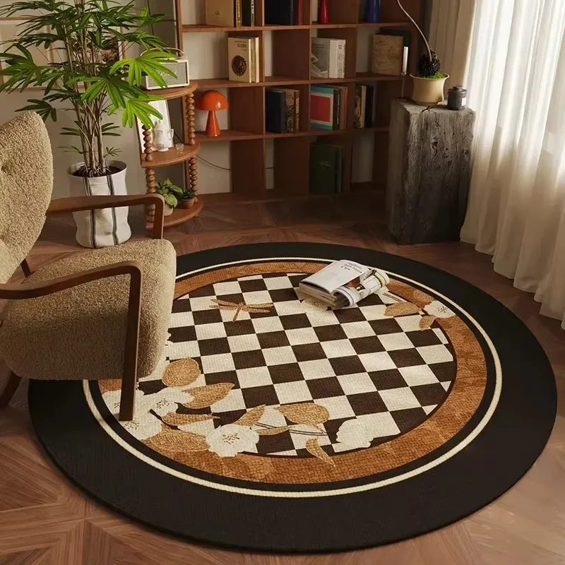 Vintage Premium Circular Rug, Decorative Floor Mat for Living Room