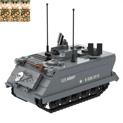 M113 Armored Personnel Carrier APC Building Blocks Set Military Weapons Bricks Set Toy with 3 Soldiers Birthday Gifts
