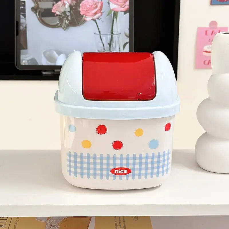 Cute Flip Desktop Garbage Bin Cartoon Anime Women Accessories Large Capacity Desktop Garbage Storage Wholesale Kawaii Girl Gift