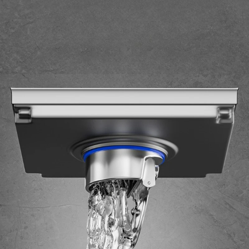 15X15cm Hidden Floor Drain 304 Stainless Steel Brushed, Black Floor Drain, Bathroom Large Floor Drain with Deodorant Core