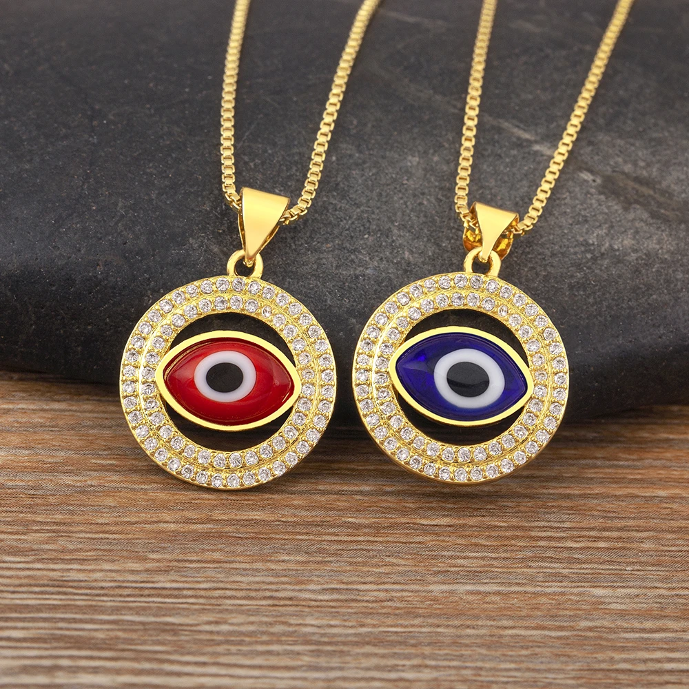 AIBEF High Quality Evil Eye Pendant Women Necklace Copper Zircon Glaze Jewelry Unisex Accessories Gift Factory Price WholesaleAI