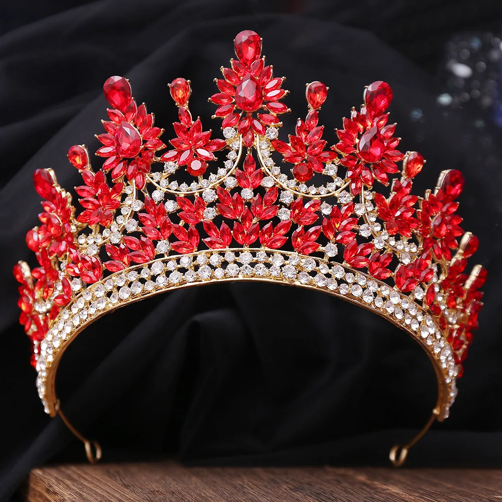 KMVEXO 2024 Baroque Luxury Queen Crystal AB Tiaras Crown For Bridal Women Girls Wedding Diadem Princess Party Hair Dress Jewelry