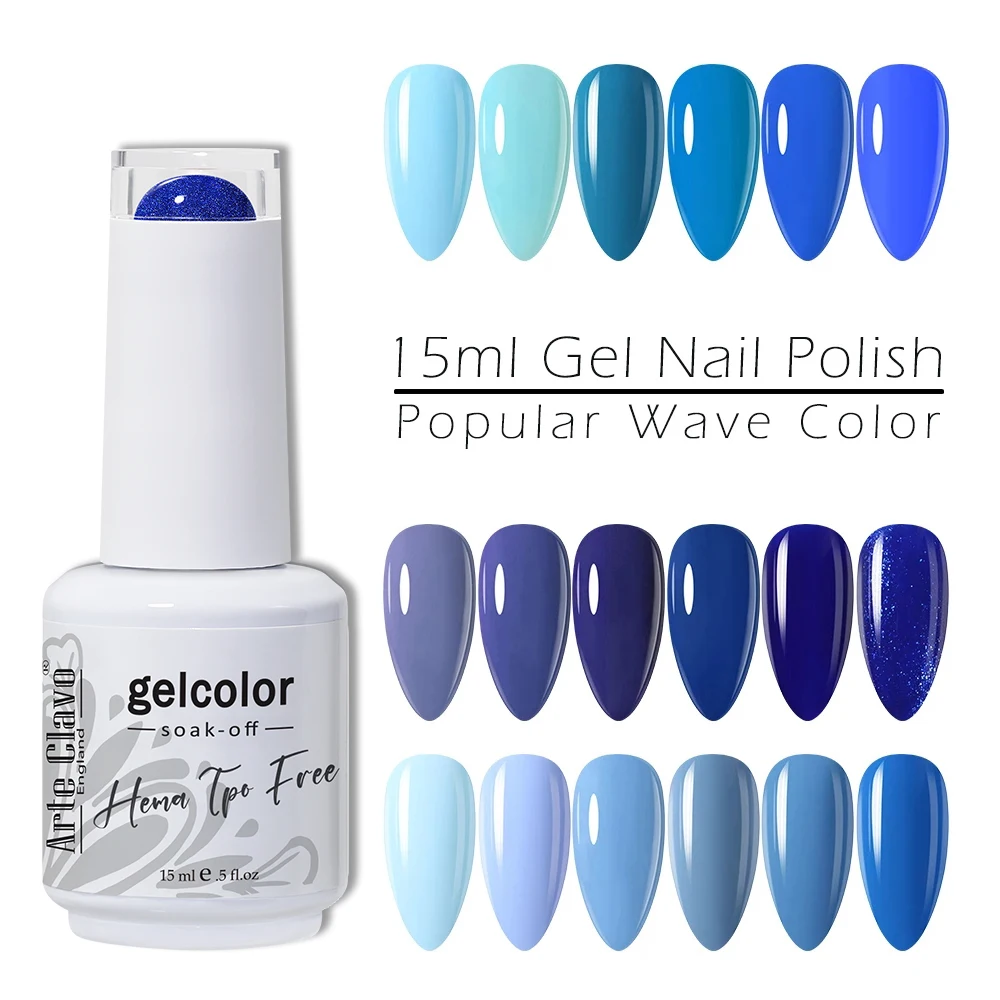 Arte Clavo 15ml UV Gel Nail Polish Blue Color Hybrid Varnis Long Lasting HEMA TPO FREE LED Nails Polish Lacquer Manicure Gellack