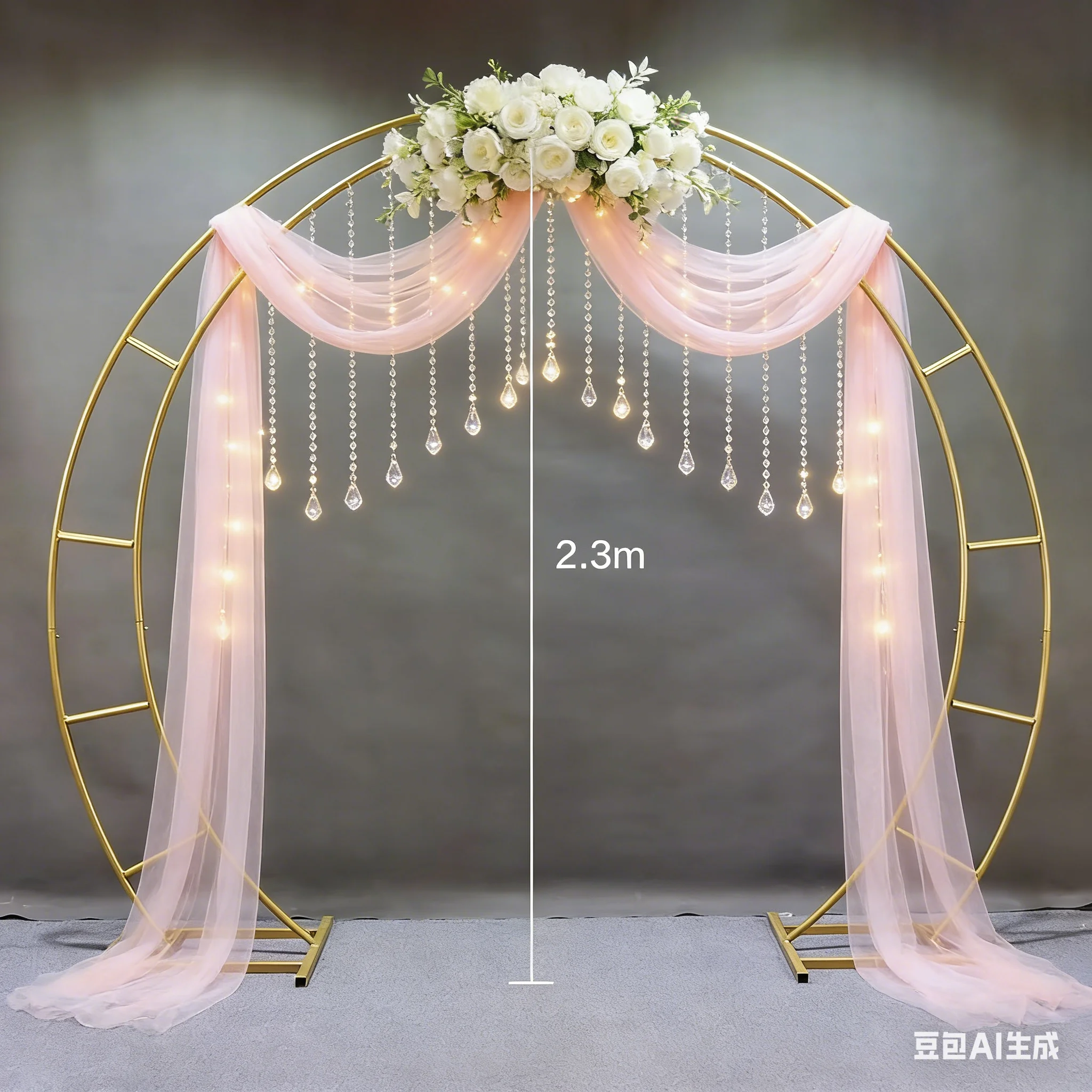 

Wedding props single/layer horn wrought iron arch shelf curved party outdoor wedding balloon flower arrangement decoration