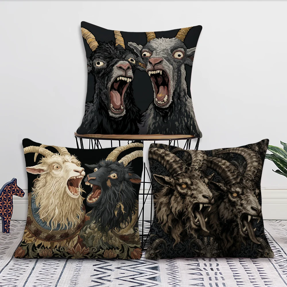 Screaming Goat Pattern Cushion Cover for Pillow Printing Sofa Decoration Home Car Room Coffee Shop Office Nordic Simplicity