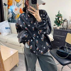 Disney1-Mickeys Mouse Stand-Up Collar Loose Handsome Thin Jacket Cartoon Graffiti Printing Jacket Baseball Clothing Sun Shirt