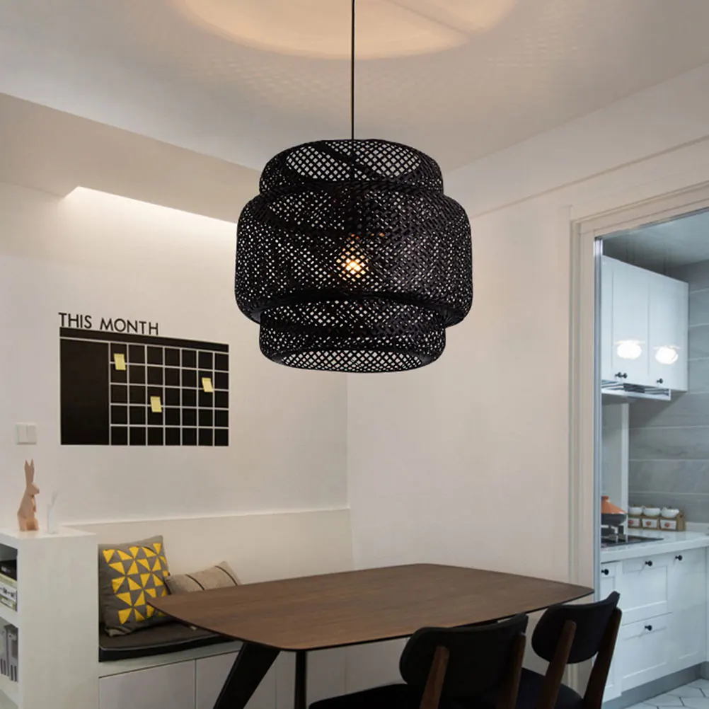 

Bamboo Woven Pendant Light Chandelier Lampshade Hanging Ceiling Table Decorative Hanging Restaurant