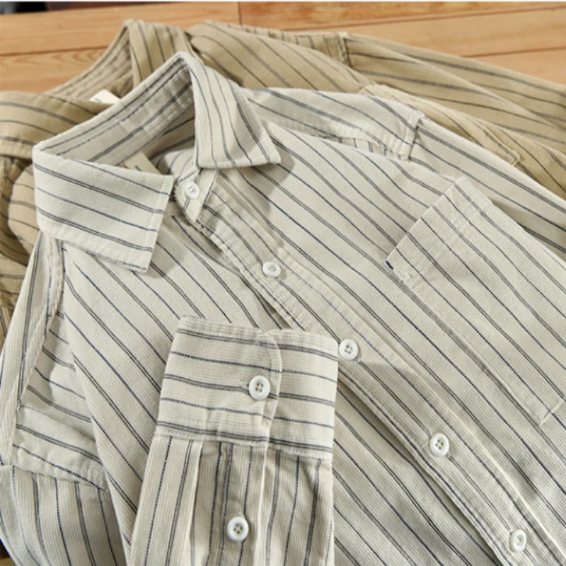 

Повседневный вельветовый топ в стиле ретро в японском стиле irt, простой полосатый базовый слой для осени и зимы