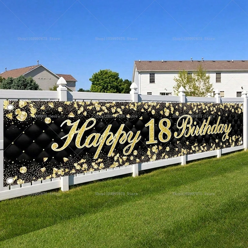 Happy 18th Birthday Banner Decoration 30 40 50 60th Anniversary Celebrations Vinyl Background Yard Sign Outdoor Party Backdrop - view 6