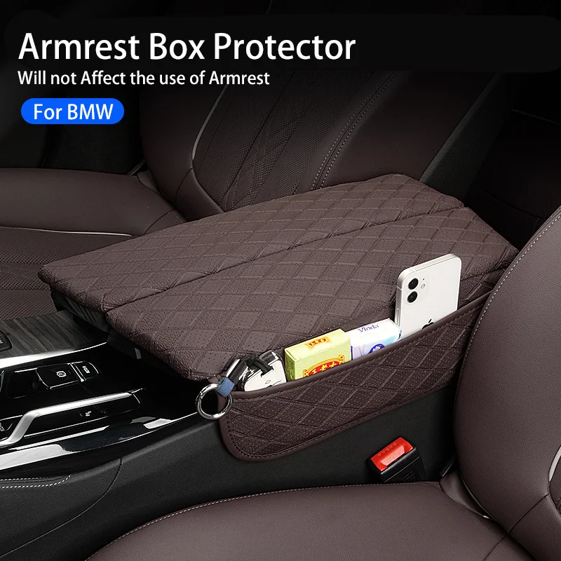 Auto Armlehnen schutz Abdeckung Mittel konsole PU Leder Pad mit Stauraum für BMW 5er G30 G32 6GT 2013-2016 Autozubehör