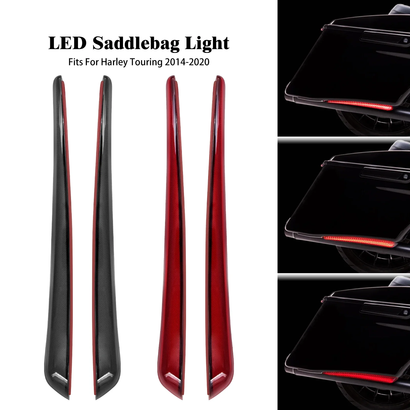 Motorcycle Rear Saddlebag Extended LED Brake Running Lamp Turn Signal Light For Harley Touring Street Glide Road King 2014-Up