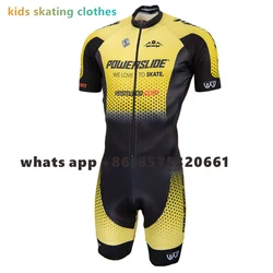 Powerslide 2022 Kids Inline Speed Skating Jumpsuit Short Sleeve Unbuffered Practice Suit Pro Team Competition Skating Clothing