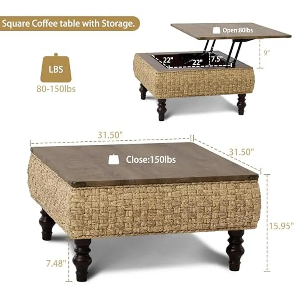 Lift Top Coffee Table with Hidden Storage Compartment 31.5