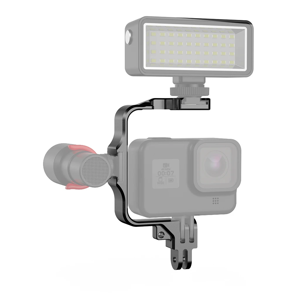 Aluminum Action Camera Live Vlog Bracket Cold Shoe Lights Mount for Gopro 13 12 11 10 DJI Action 5 Pro Cage Rig Protective Frame