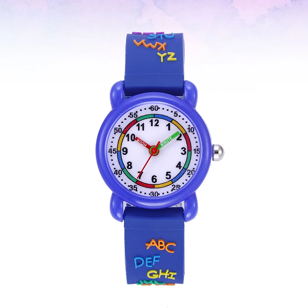 1Pcs Cartoon Pattern Kids Watch Waterproof Adjustable Strap Quartz Movement Casual Wristwatch Boys Girls Gift Blue