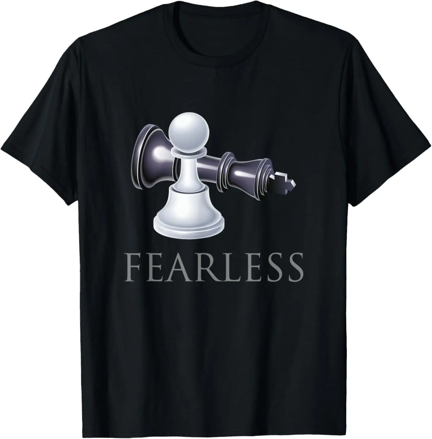 Chess Pawn Victory Over Fallen King Graphic T-Shirt Fearless Player Casual Gift Tee