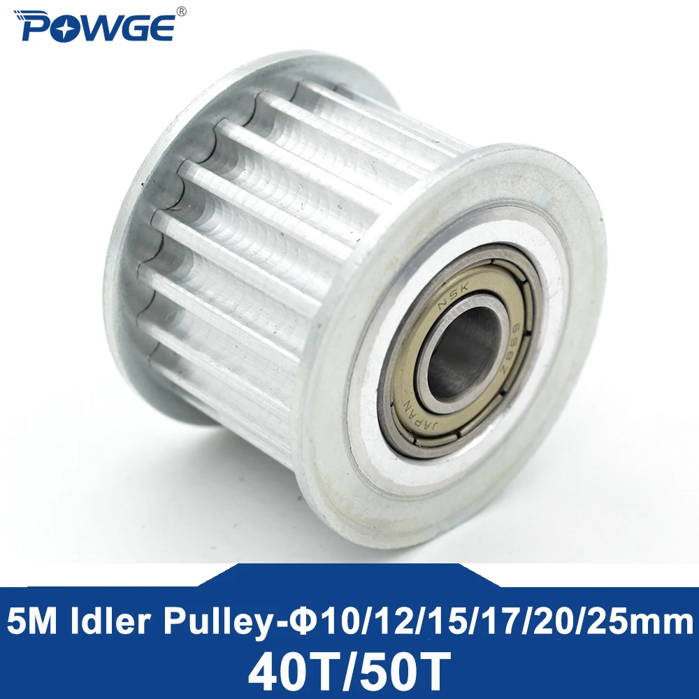 POWGE 40 50 Teeth HTD 5M idler Timing Pulley Bore 10/12/15/17/20/25mm for HTD5M Belt Width 10/15/20/15MM 40T 50T
