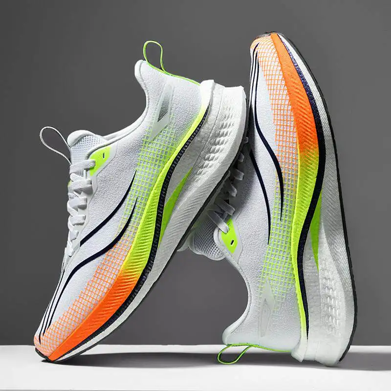Marathon Running Shoes Men's Carbon Plate Full-Length Speed Couple's Athletic Shoes Breathable Shock Absorption