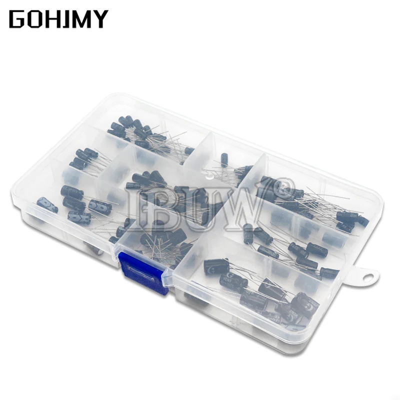 

120PCS/lot 12values 1uF-470uF Aluminum Electrolytic Capacitor Assortment Kit 16V-50V electrolytic capacitors assortment box set