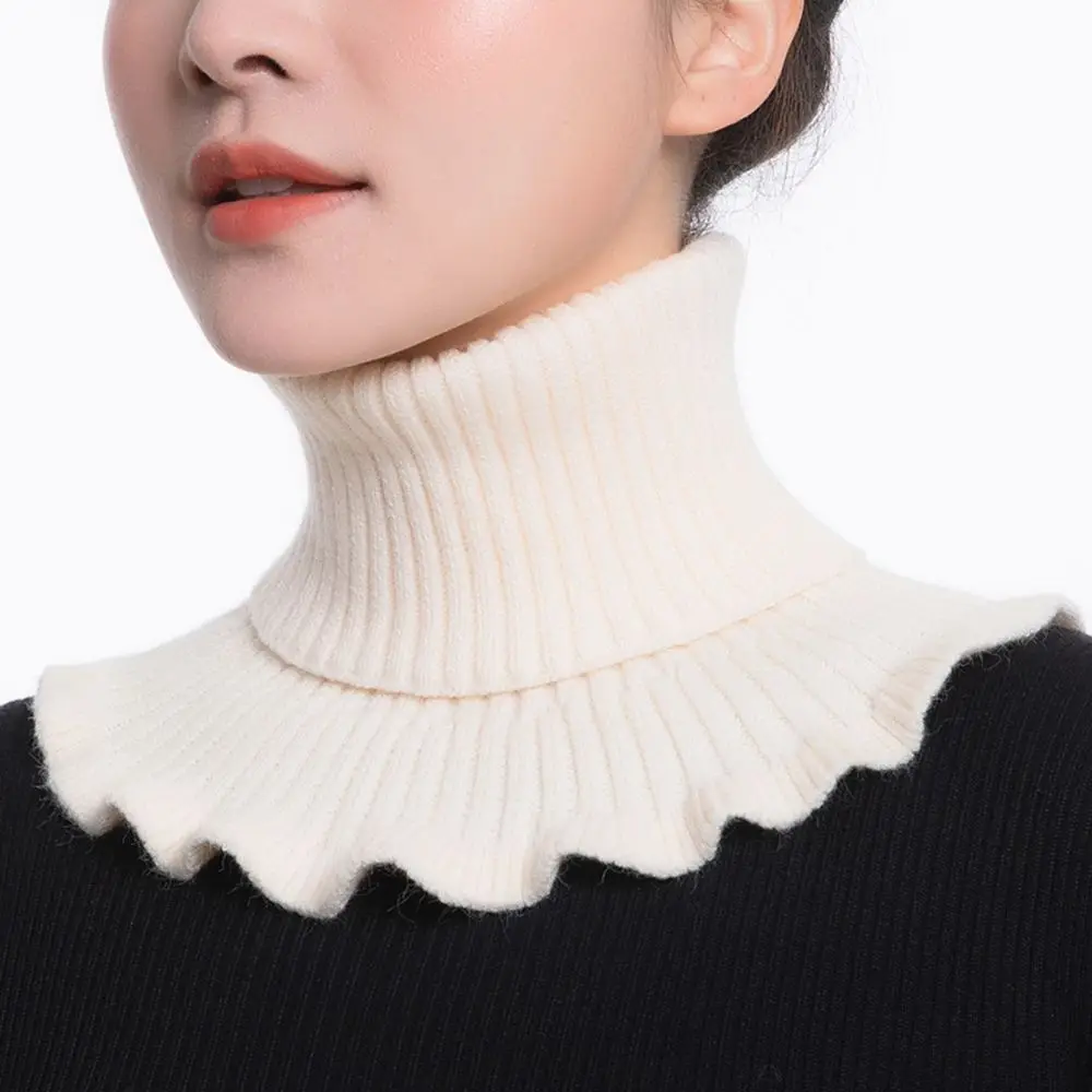 Color Wraps Scarf Accessories Autumn And Winter Women Ruffle Female Wool Scarf Fake Collar Knitted Bib Korean Style Scarves