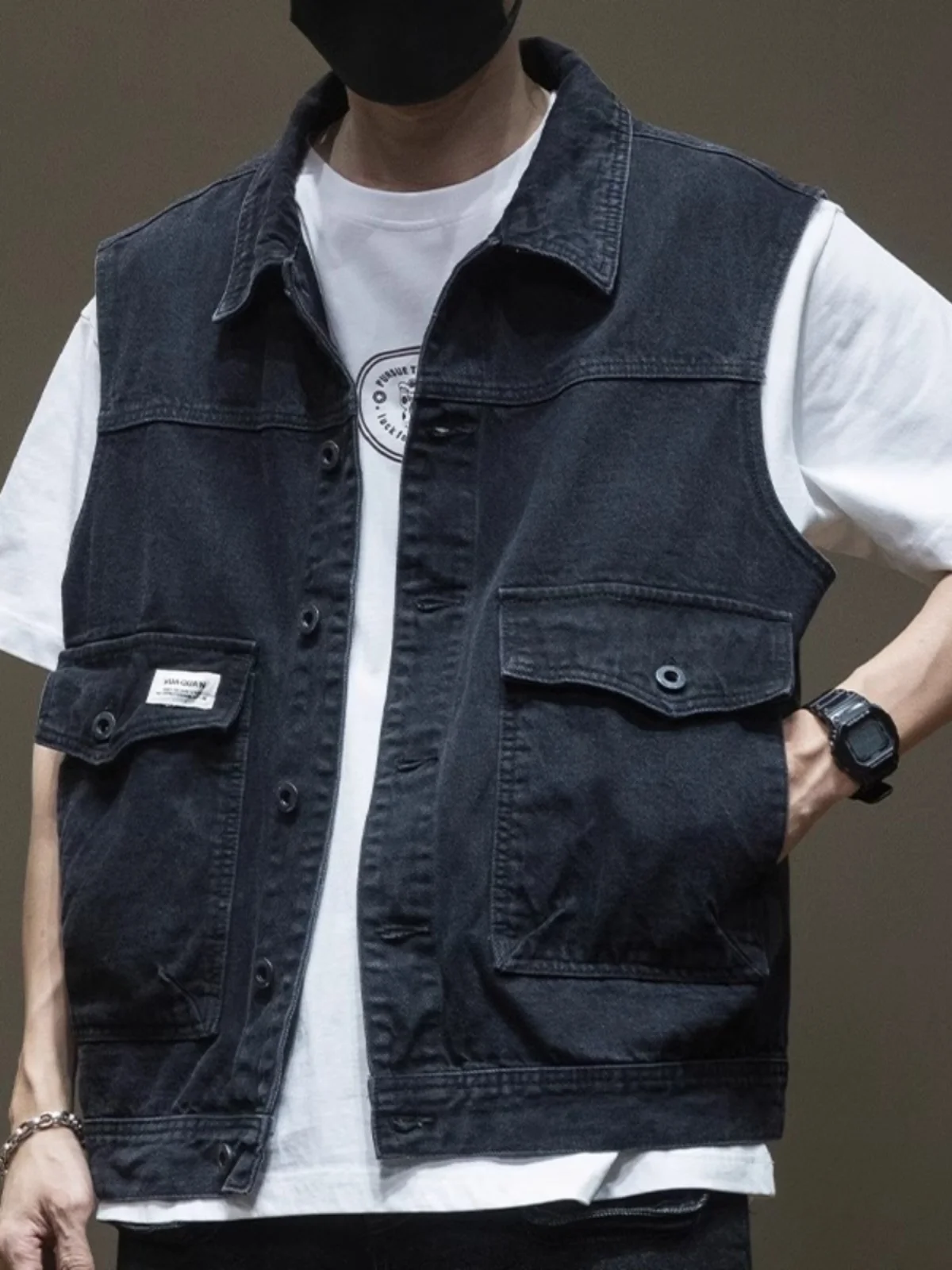 

American Sle Loose Fit Men's Denim Jaet Retro Workwear Spring Autumn Vest Cool Svel Motorcycle Jaet Outerwear