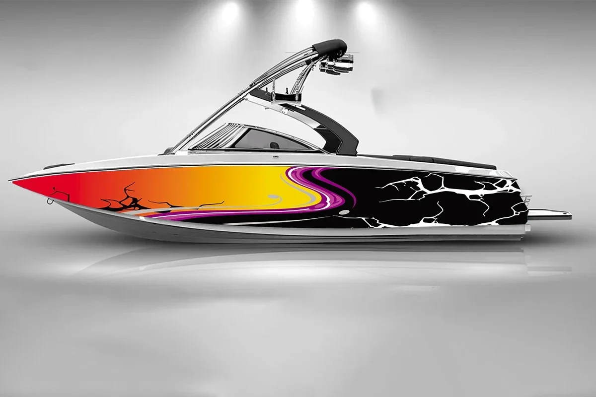 

Color Advanced Abstract Graphics Boat Stickers Self Adhesive Stickers Fashion Custom Vinyl Waterproof Boat Wrap Sticker Decal