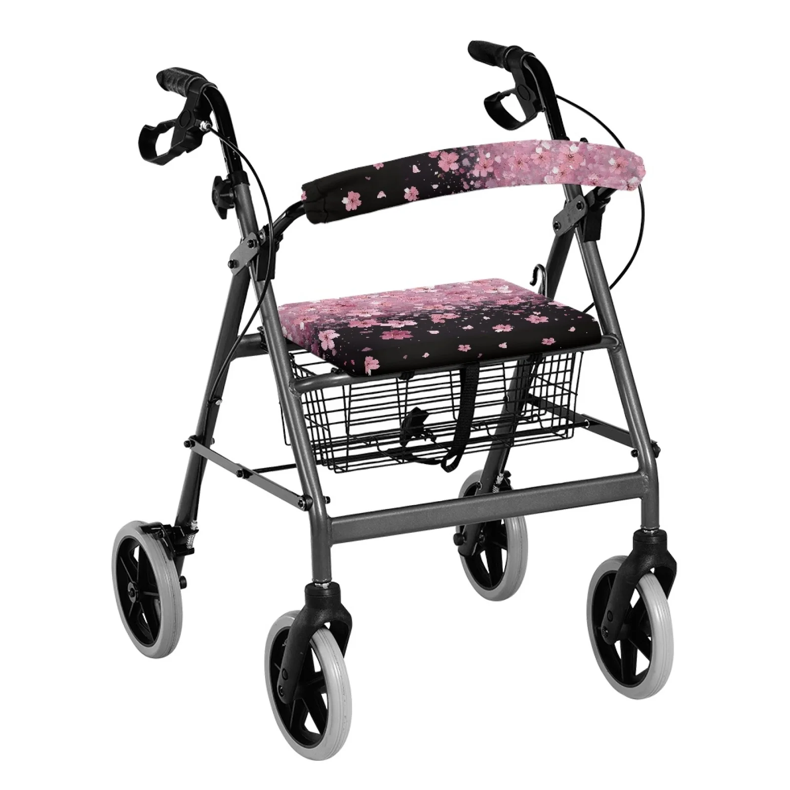 Coloranimal Cherry Blossom 2PCS Walker Seat Cushion Removable and Washable Rollator Walker Seat Covers for Ladies