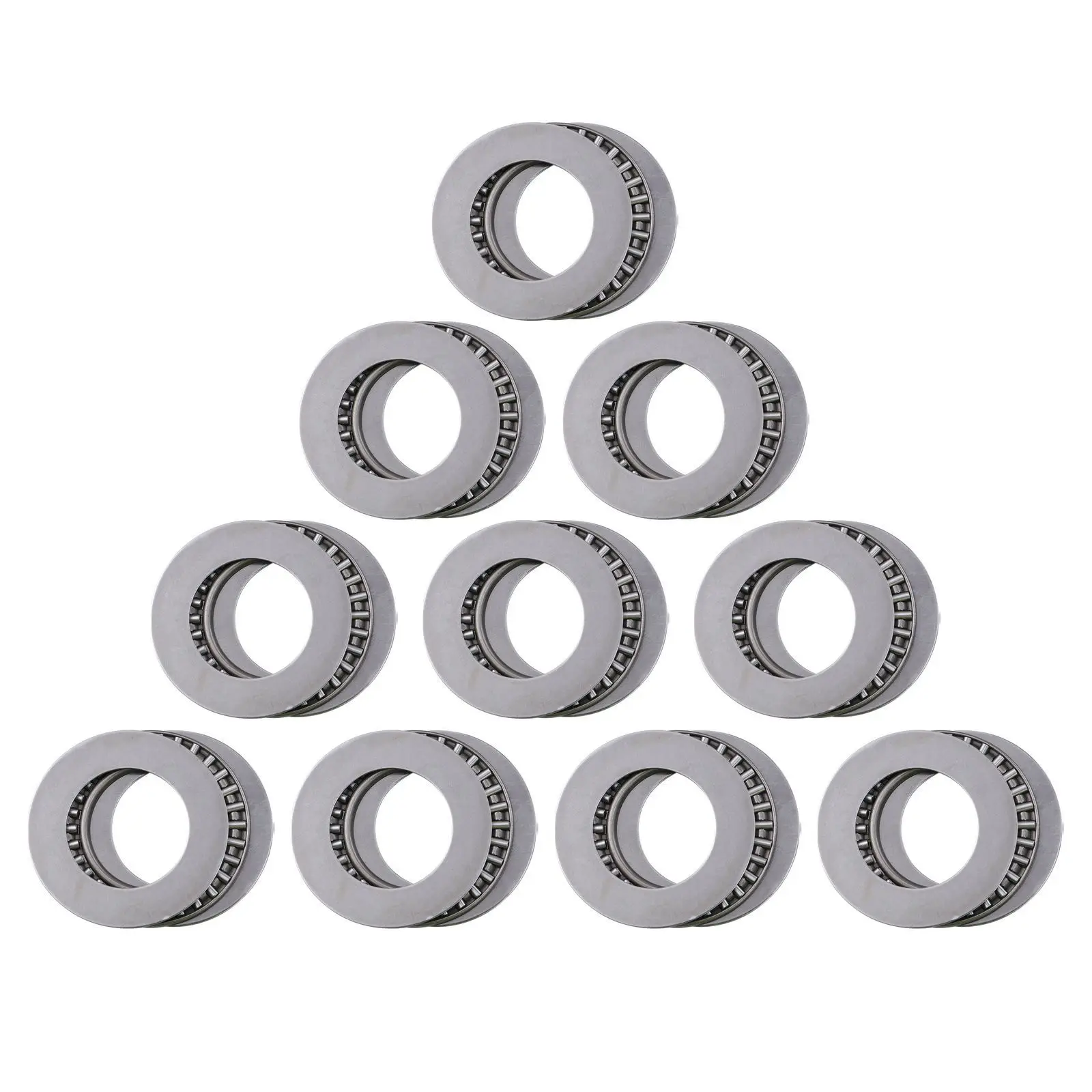 

10 pcs Thrust Needle Roller Bearing Steel Cage Smooth Rotation For Axial Loads Single Direction Metal Flat Bearings