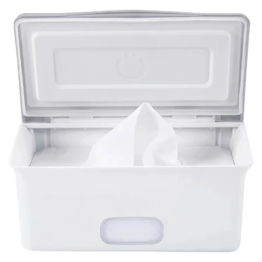 Gray Wipes Dispenser with Weighted Plate Rubber Seal Fresh Baby Wipes Compatible with Diaper Caddies Clear Window Monitor Wipe