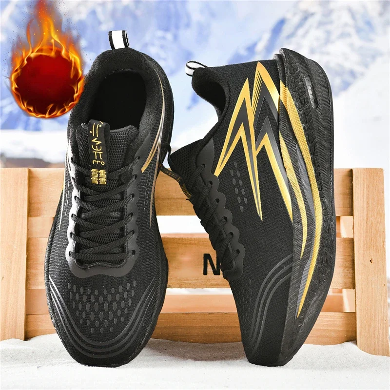 Winter Plush Mens Running Shoes Professional Marathon Breathable Lightweight Sports Shoes Comfortable Anti Slip Training Shoes
