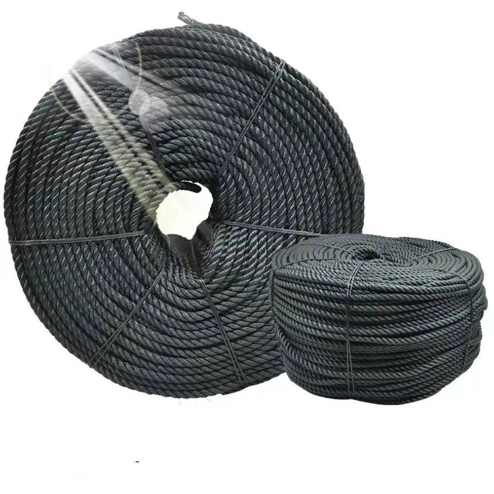 Black Poly Rope 6mm Polypropylene Nylon Braided Cord 30m Polyrope Tarpaulin Rope Indoor/Outdoor Tent Pull Rope