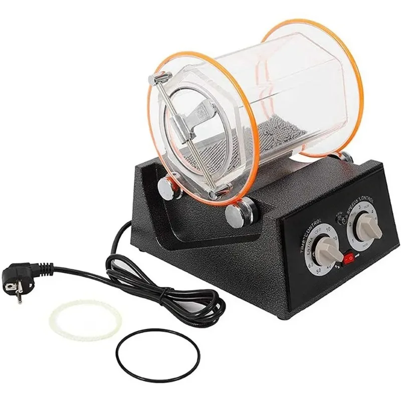 Mini Rotary Tumbler Polisher KT-2000 Timing & Speed Adjustable Jewelry Deburring Machine Home Metal Polishing Equipment