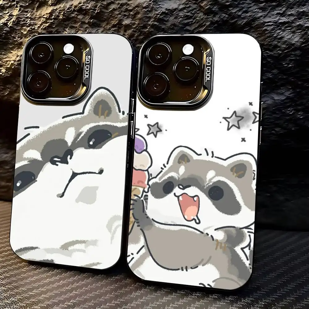 

K-kawaii Raccoon Phone Case For iPhone 17,16,15,14,13,12,11,Pro,X,Xs,MAX,Plus TPU Soft To Skin-friendly Cover