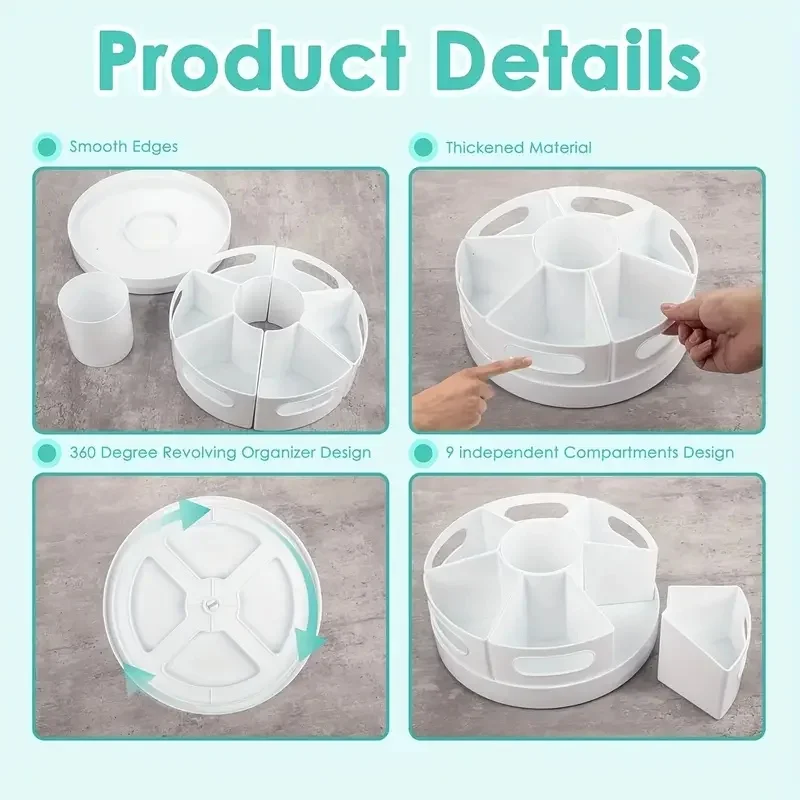 360 Degree Rotating Desk Organizer 7 Removable Bins Multi-Functional Pen Holder Stationery Storage Rack Office School Accessorie image 4