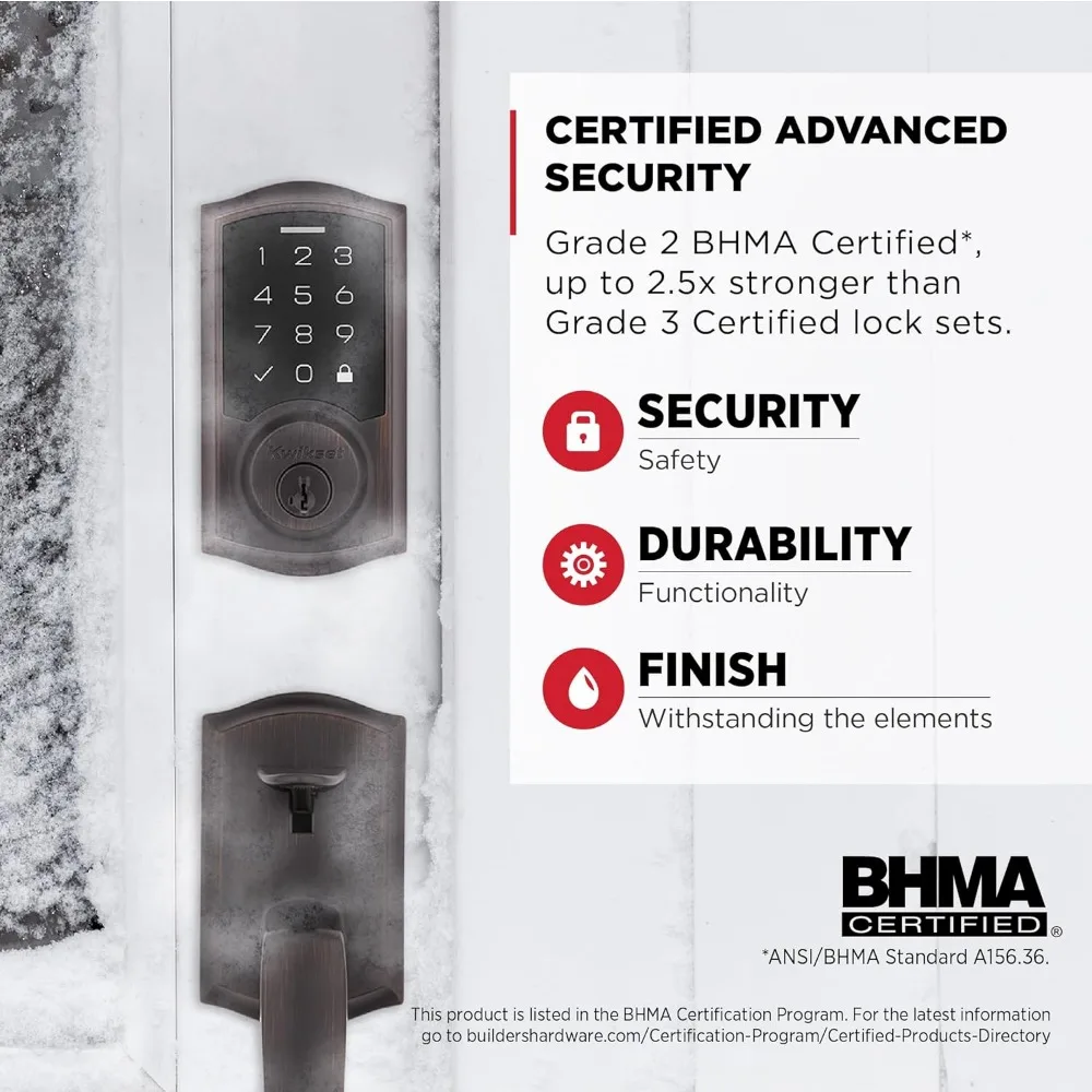 SmartCode 270 Fechadura eletrônica de porta com touchpad de entrada sem chave com trava automática, códigos de usuário personalizados, segurança avançada em Vene