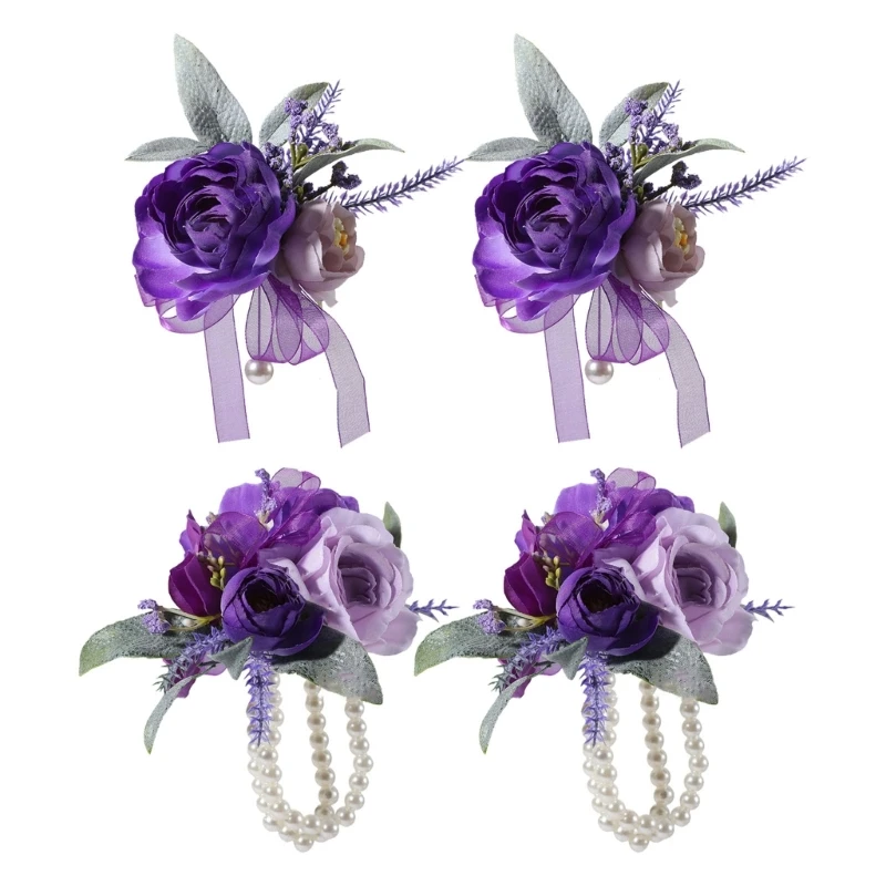 

Elegant Silk Floral Arrangements Brooch/ Wrist Flower For Wedding Bridesmaid Bridal Party Decoration 15UB