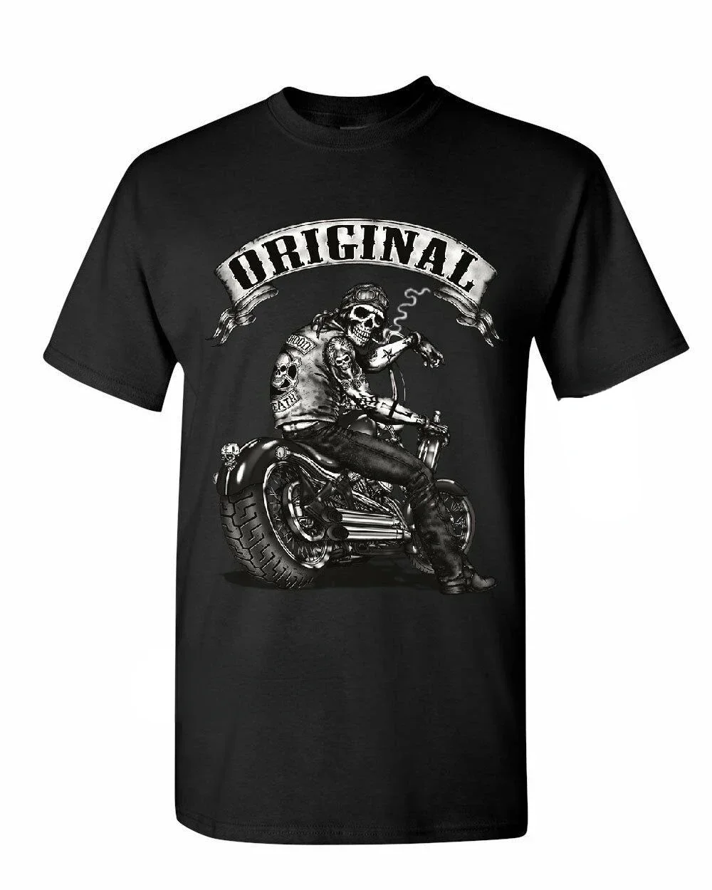 road 66 Original Biker Skull T-Shirts Ride Or Die Route Motorcycle Mc New T Shirt Men Summer Design T Shirt  Casual  Tops