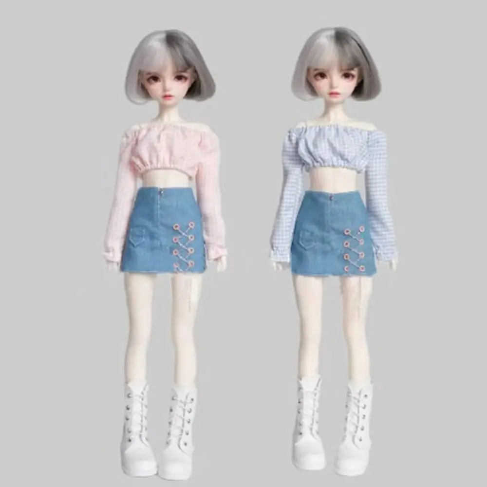 แฟชั่น DENIM กระโปรงสั้นมินิตุ๊กตาเสื้อเสื้อผ้า DIY อุปกรณ์เสริมน่ารักสําหรับ 1/4 1/6 BJD 30/45 ซม.ตุ๊กตา