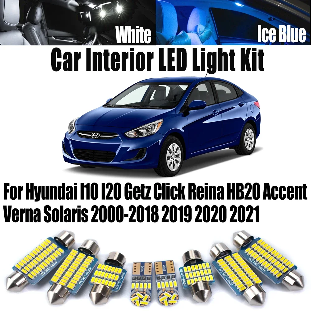 

Комплект светодиодных внутренних ламп для чтения Canbus для Hyundai I10 I20 Getz Click Reina HB20 Accent Verna Solaris 2000-2020 2021, автомобильные лампы