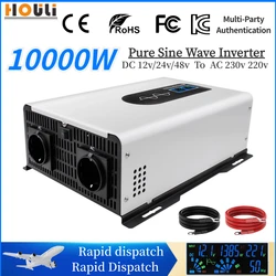 5000 W 6000 W 7000 W 10000 W Reine Sinus Welle Inverter 12 V 24 V 48 V DC zu AC 220 V 230 V Spannung Wechselrichter Auto Solar Konverter LCD