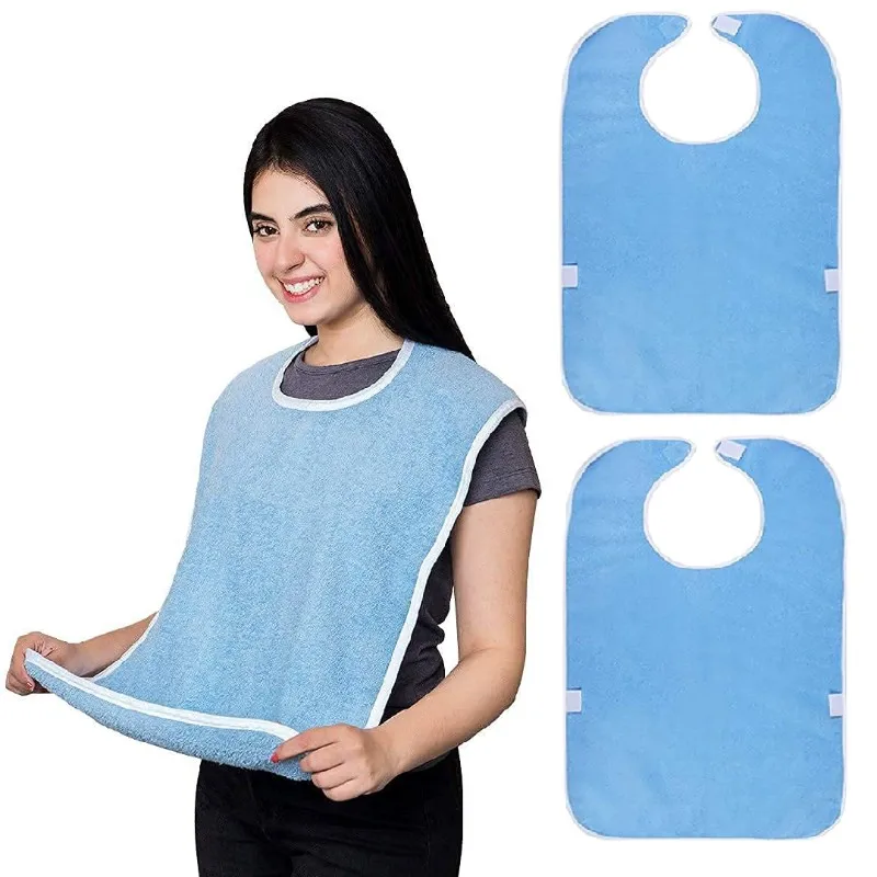JFB Terry Cloth Adult Bibs-Adjustable For Men Clothing Protectors-Polyester Apron For Adults-Stain Resistant For Eating