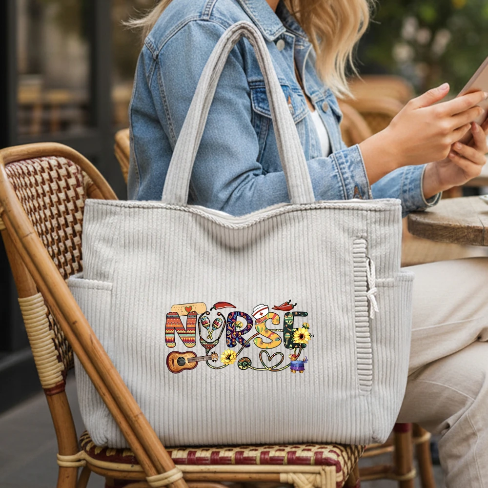 

Nurse's Corduroy tote bag, Large Capacity Fashion Shoulder Bag, Daily Commuter Handbag, Shopping Bag, Underarm Bag