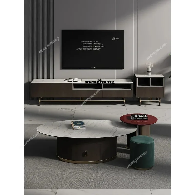 Durable composite stone TV cabinet, coffee table, minimalist living room, high-end smoked set, high-end